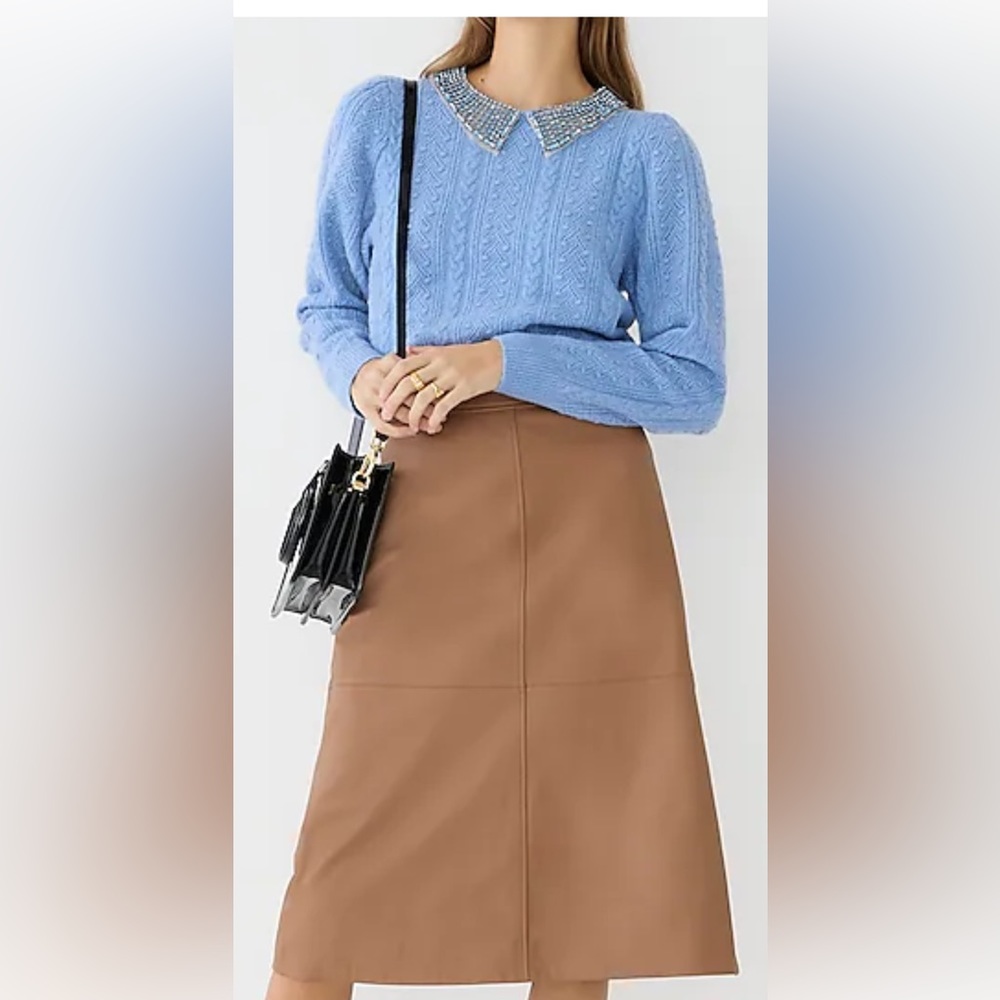 J. Crew Camel Leather Skirt NWOT Size 4